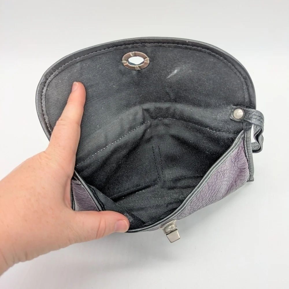 Turtle Ridge Blue Purple Black Leather Clutch Wristlet Wallet